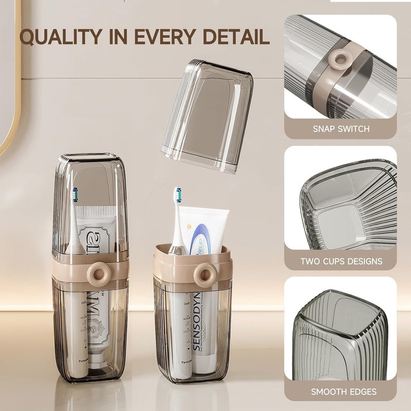 ZORGONS Toothbrush Travel Case, 2 in 1 Toothbrush Holder and Rinse Cup, Large Capacity Toothbrush Cup with Cover, Portable Travel Toothbrush Holder for Traveling, Camping, Trip - 1Pcs - Image 5